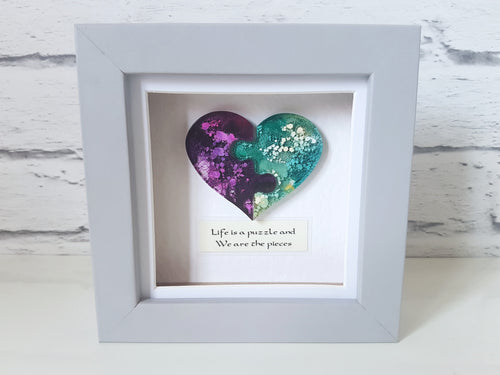 Life is a puzzle resin jigsaw heart frame