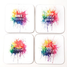 Set of 4 sweary coasters fuck and shit