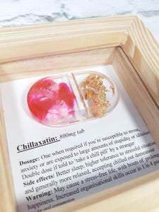 Chillaxatin: take a chill pill resin art, Inkterior Art Happy Pill Range