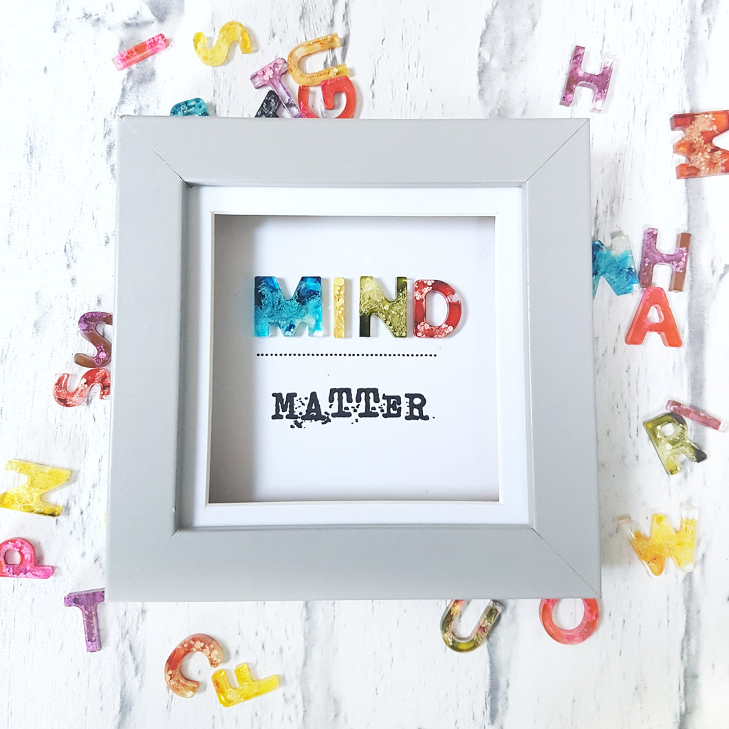 Mind over matter, positive resin word art frame