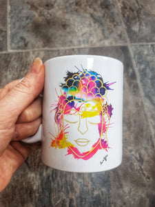 Buddha mug, rainbow colours