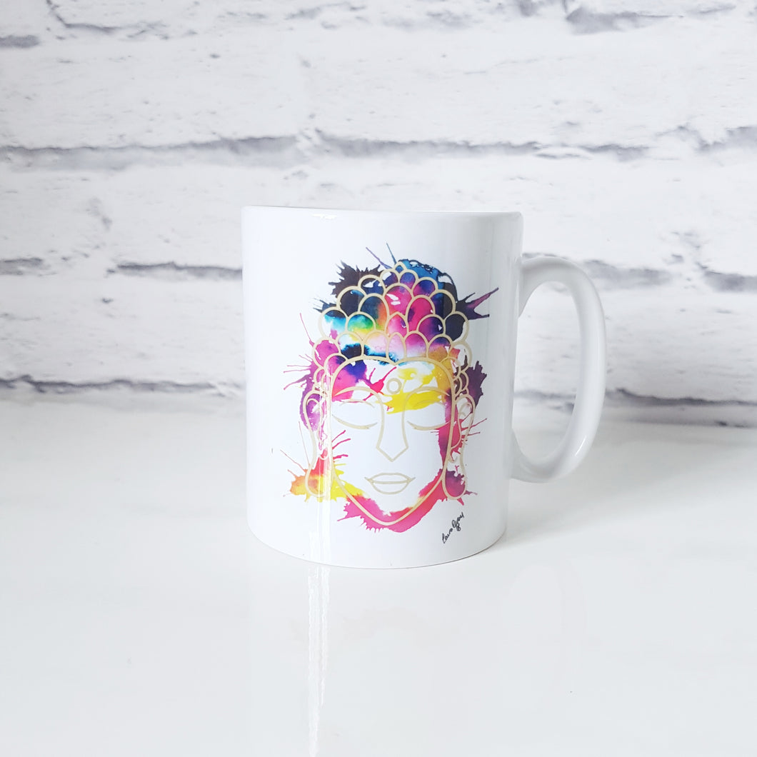 Buddha mug, rainbow colours