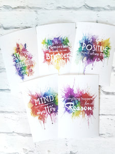 Set of 5 positive quote art prints, 6 by 4 inches