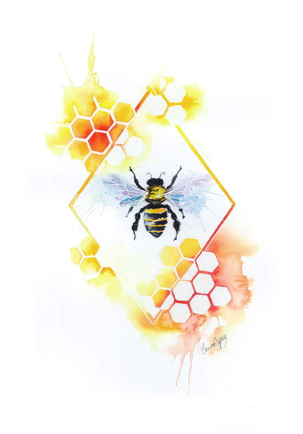 Bee Watercolour Wall Art Print