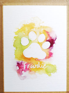 Pet portrait and name original watercolour