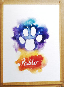 Pet portrait and name original watercolour