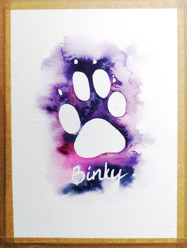 Pet portrait and name original watercolour