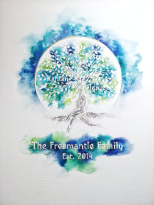 Family Tree custom watercolour original painting