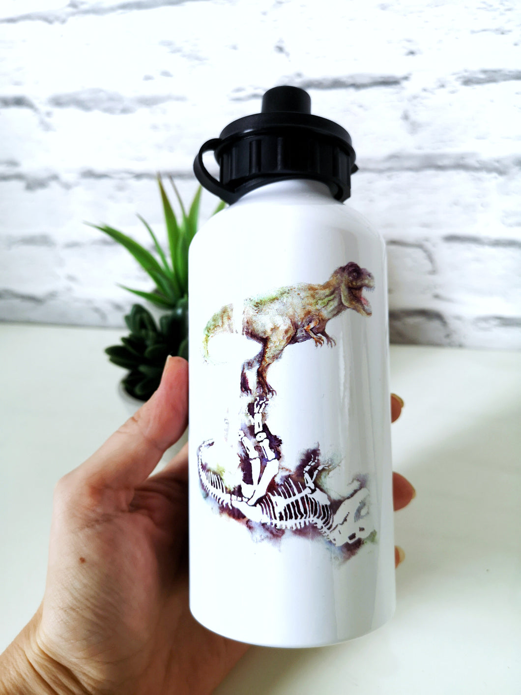 Aluminium white waterbottles with art design