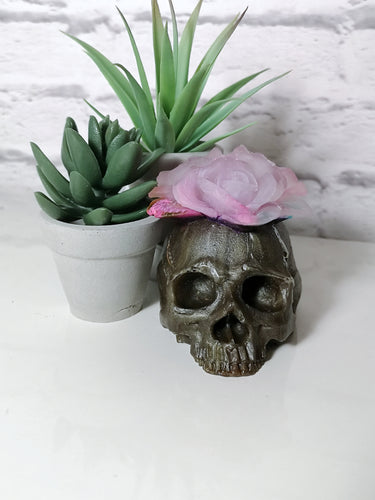 Resin rose skull LED light