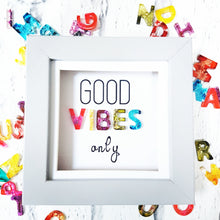 Good vibes only positive resin word art frame