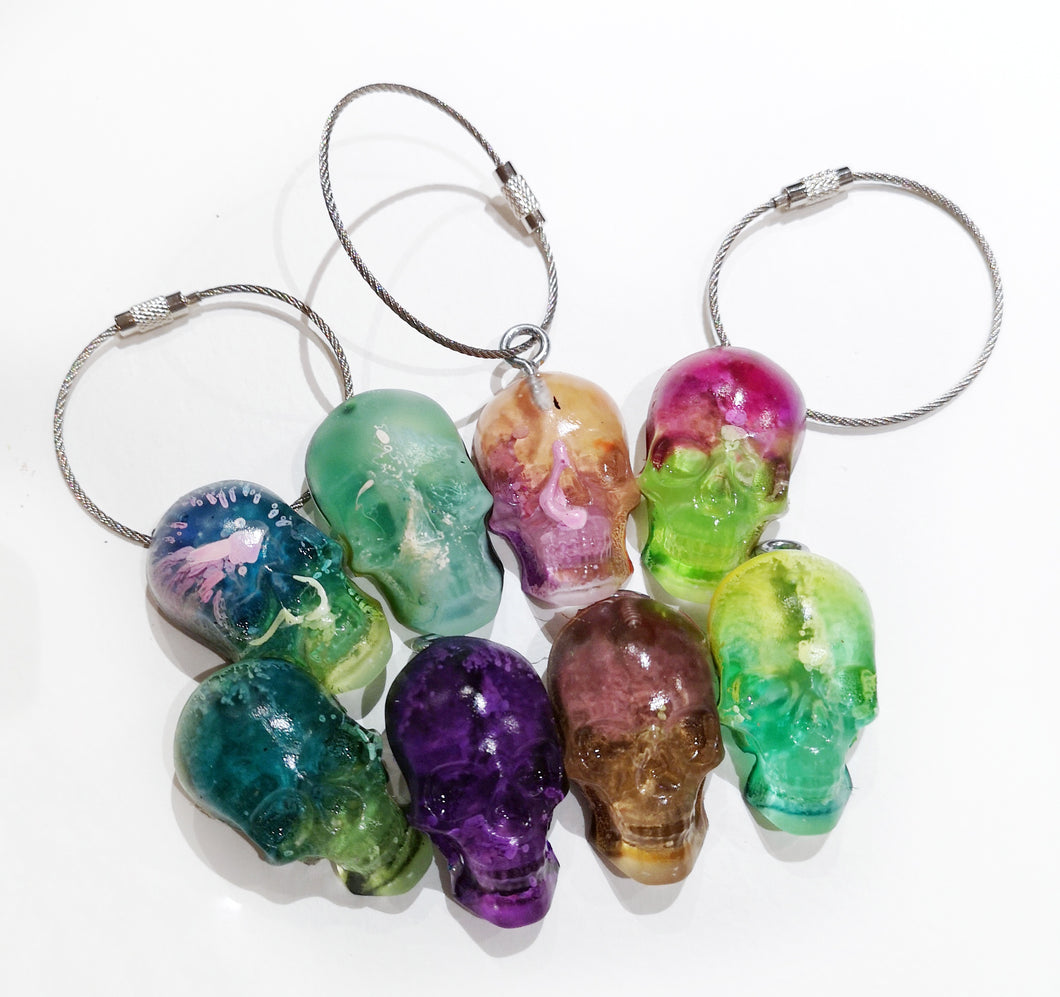 Resin skull keyring