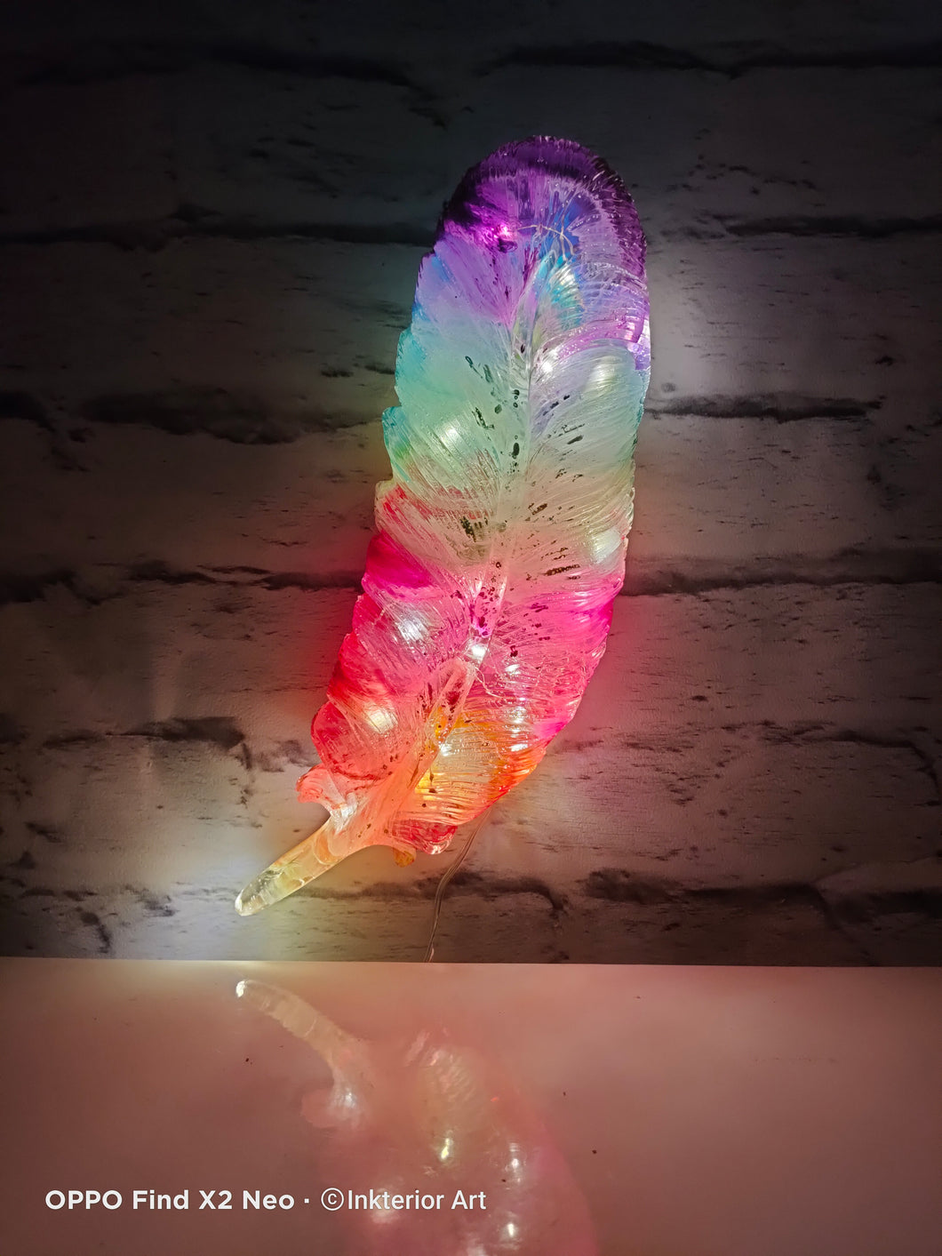 Resin Feather Wall Art Light