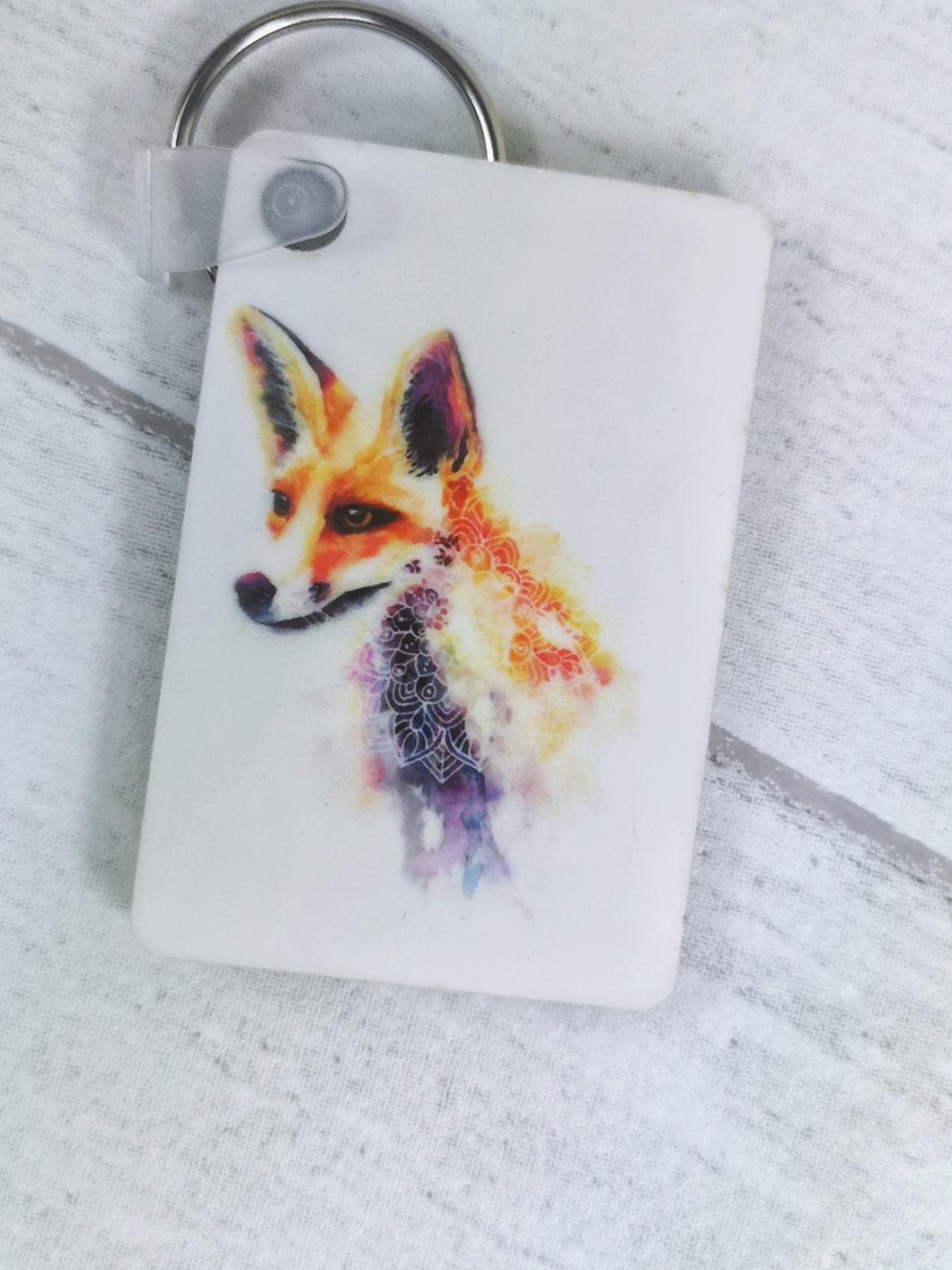 Fox Mandala Watercolour Keyring