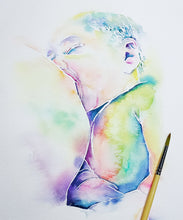 Breastfeeding baby custom watercolour original