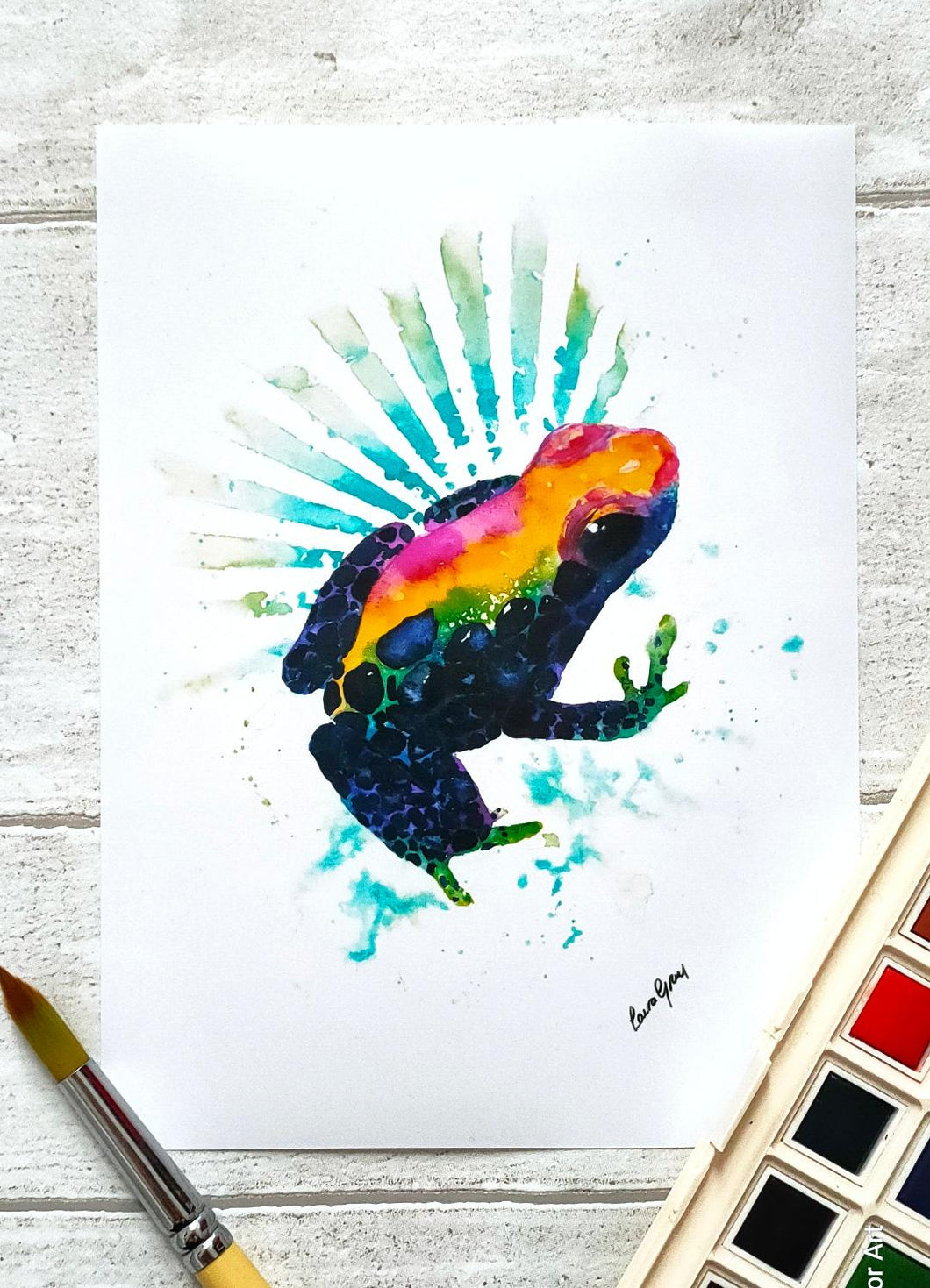 Rainbow Rainforest Frog Watercolour Art Print