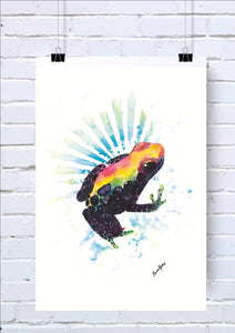 Rainbow Rainforest Frog Watercolour Art Print