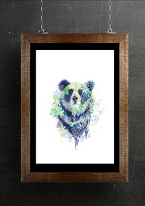 Geometric Bear watercolour art print