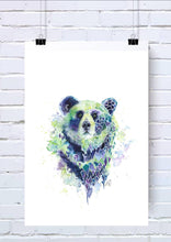 Geometric Bear watercolour art print