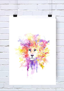 Geometric Lion Watercolour Wall Art