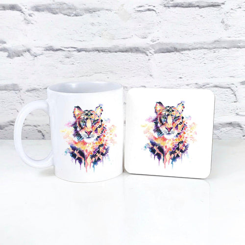 Geometric Tiger Mug & Coaster Set