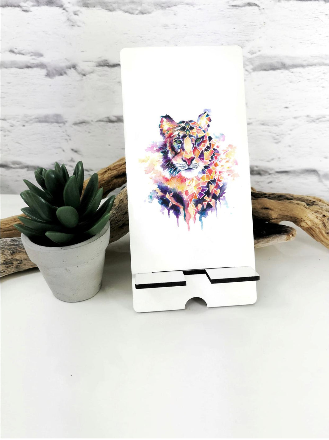 Geometric Tiger Phone Stand