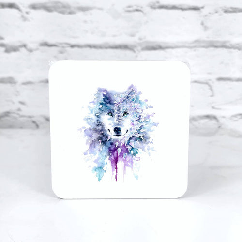 Geometric Wolf Art Coaster