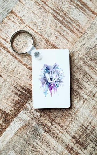 Geometric Wolf Art Keyring