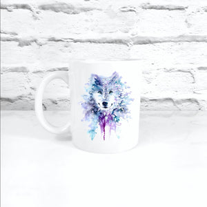 Geometric Wolf Watercolour Mug