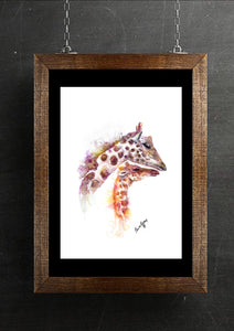 Giraffe and Baby Watercolour Art Print