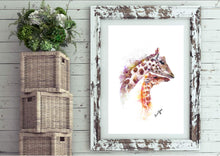 Giraffe and Baby Watercolour Art Print