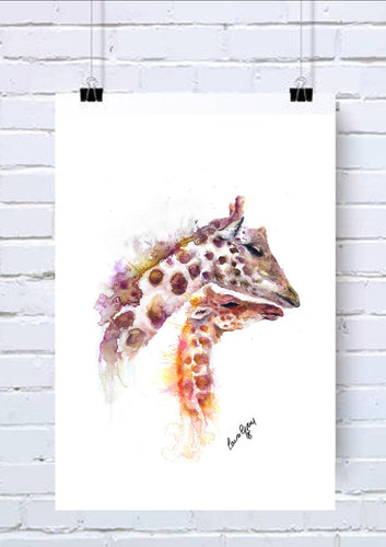 Giraffe and Baby Watercolour Art Phone Accessories