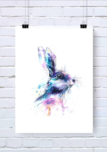 Blue Hare Watercolour Wall Art