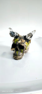Large horned skull geode ornament