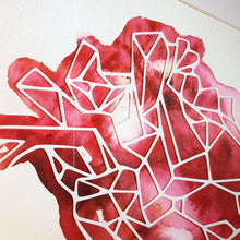 Geometric Anatomical Heart Watercolour Wall Art Print
