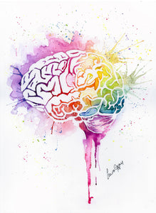 Watercolour brain art print