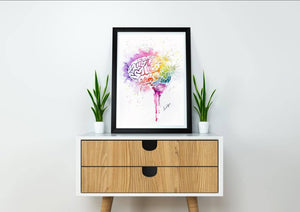 Watercolour brain art print