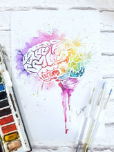 Watercolour brain art print