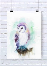 Owl Watercolour Wall Art