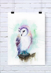 Owl Watercolour Wall Art