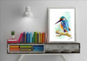 Kingfisher Watercolour Wall Art Print