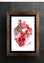 Geometric Anatomical Heart Watercolour Wall Art Print