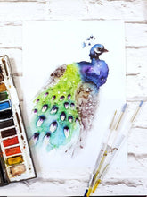 Peacock Watercolour Wall Art Print