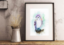 Owl Watercolour Wall Art