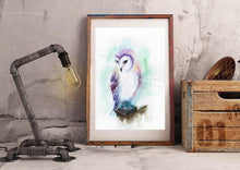 Owl Watercolour Wall Art