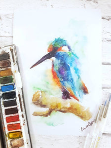 Kingfisher Watercolour Wall Art Print