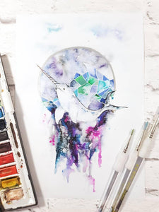 Narwhal watercolour art print
