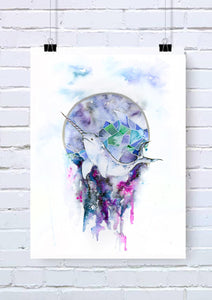 Narwhal watercolour art print