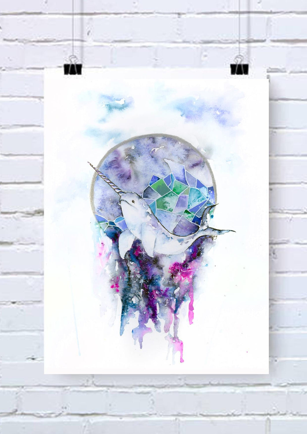 Narwhal watercolour art print
