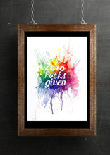 Zero fucks given typography art print